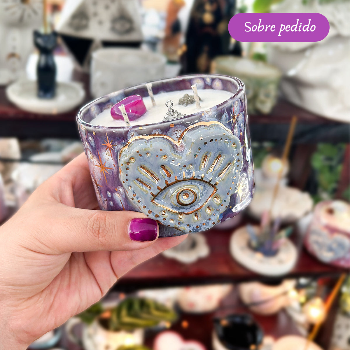 Envase mágico con vela de soya (Sobre pedido)